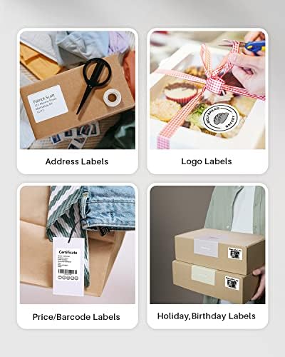 Phomemo M220 Label Maker White+ with 6 Roll Label, 3.14 Inch Bluetooth Thermal Label Printer for Barcode, Address, Labeling, Mailing, File Folder Label, Easy to Use, Support Smartphone, Tablet&PC