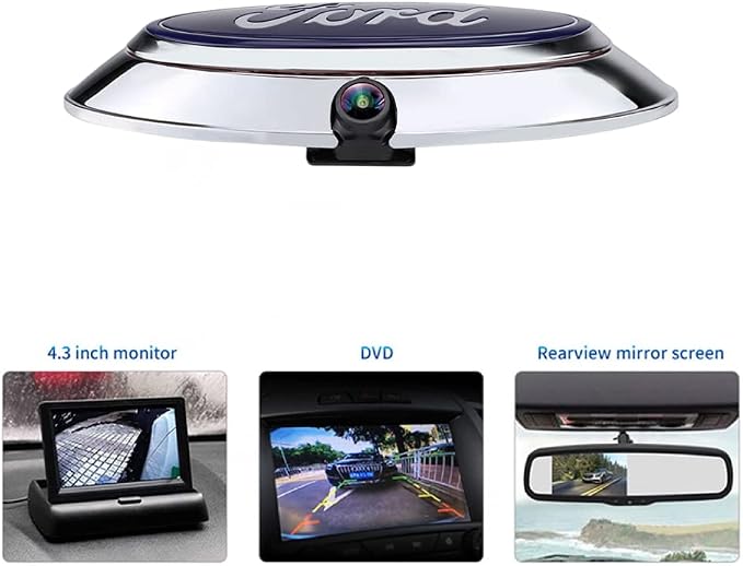 Aftermarket Emblem Backup Camera for F150 (2004-2014)/F250 F350 F450(2009-2014) Flex(2009-2012) Ranger 2012 CVBS | AHD Dual Signal HD Night Vision Waterproof 170° Wide Viewing（RCA Connector）