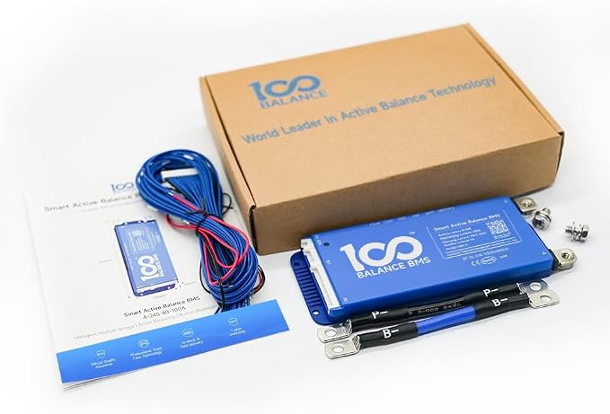 100BALANCE BMS 80A Active Balance 1A 8S-17S Build in Bluetooth Cell Balancing Smart PCB Battery Protection Board for Li-ion/Lifpo4/LTO Lithium Battery Pack