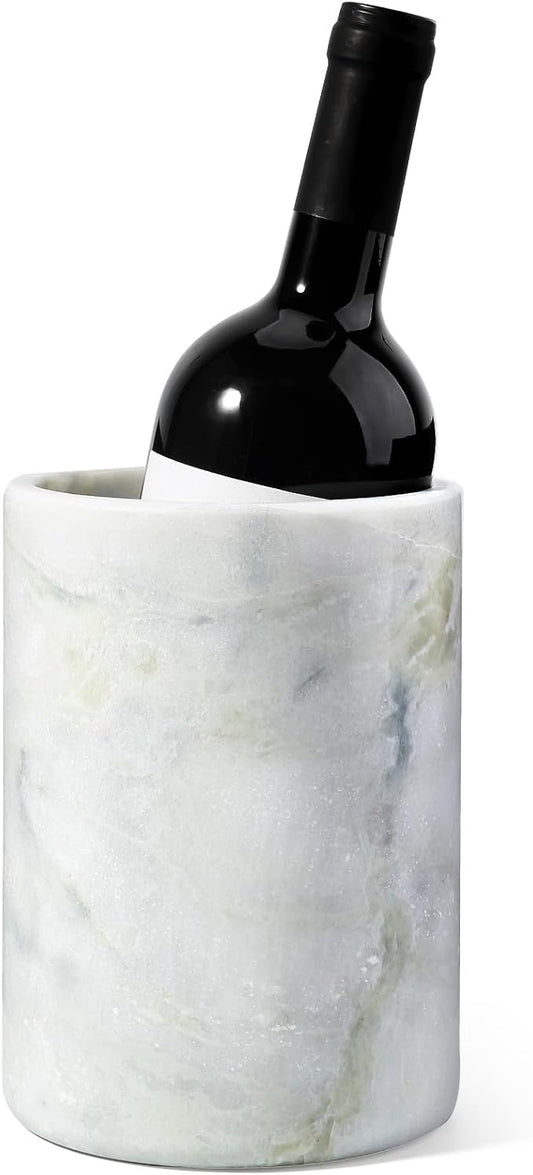Marble Wine Bottle Chiller Bucket,Versatile Wine Chillers for Bottles, Handcrafted Wine & Champagne Cooler for Parties, Dinner - Luxury Kitchen Utensil Holder Ideal for Wine Enthusiasts, White