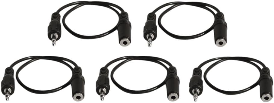 5 Pack of YCS Basics 1 Foot 3.5mm Headphone Extension Cables
