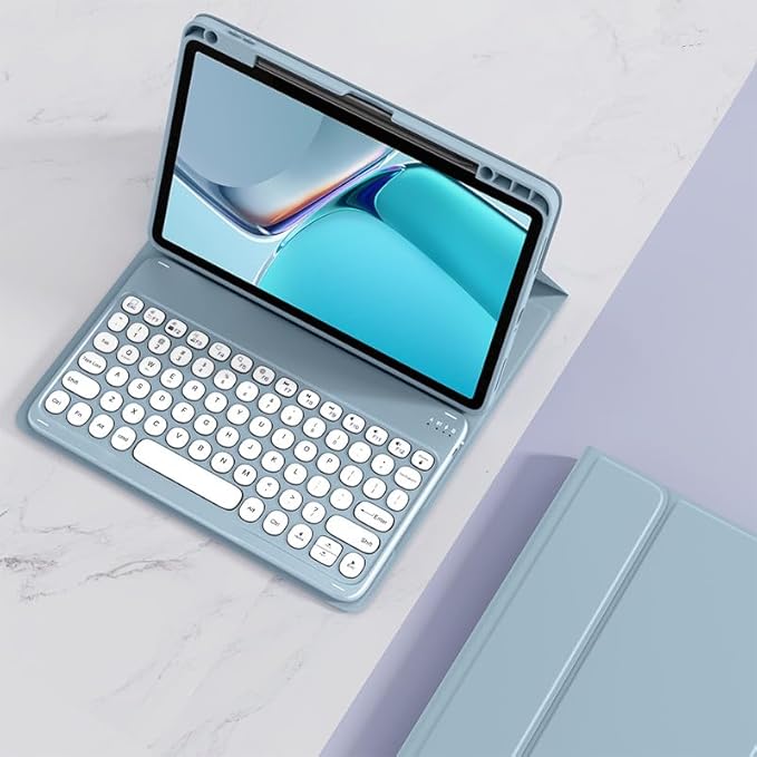 kaitesi Keyboard Case for iPad Pro 11 inch (M5, 2025) Case with Detachable Round Key Color Keyboard Cover Supports Pencil Magnetic Charging,Mint Green