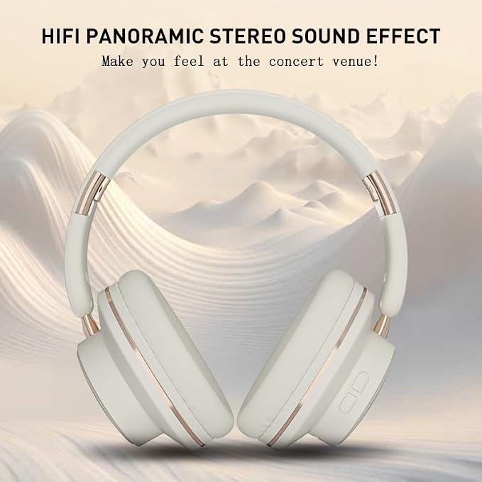 Foldable Bluetooth Headphones with Hidden Mic, Portable Over-Ear Wireless Headphones for Cell Phone, PC, Laptop, Suitable for Music, School, Workouts, and Gaming (White)