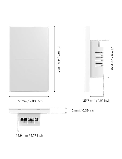 MOES Full Touch Smart Switch, SF(Star Feather 2026 Version) Wall Light Switch, Neutral Wire Required, Anti-Glare Panel, 2.4GHz WiFi Work with Smart Life/Tuya App, Alexa and Google Home White 2 Gang