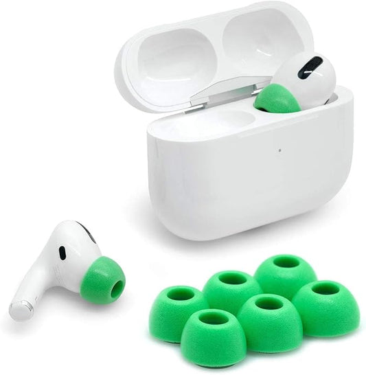 Eartune Fidelity UF-A Memory Foam Tips for AirPods Pro (1st & 2nd Gen) – Built-in Wax Guard, Enhanced Comfort, Secure Fit, Rich Bass, Case-Compatible – 3 Pairs, Medium, Green