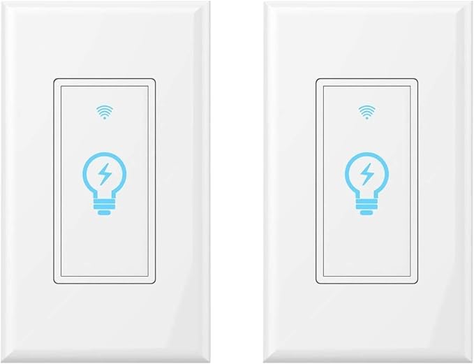 Smart Light Switch, Compatible with Alexa, Google Assistant, IFTTT, WiFi Light, Neutral Wire Required, Schedule Setting APP Remote Control, ETL, No Hub Required (Smart Switch 2pack)