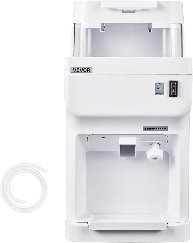 VEVOR Commercial Ice Shaver Crusher, 220lbs Per Hour Electric Snow Cone Maker with 8L Ice Cube Box, 350W 1500RPM Tabletop Shaved Ice Machine for Parties Events Bar, Home and Commercial Use (White)