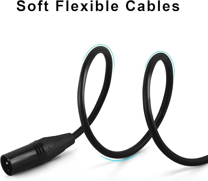 XLR Cables 25 ft 2 Pack - Premium Balanced Microphone Cable with 3 Pin XLR Male to Female Balanced
