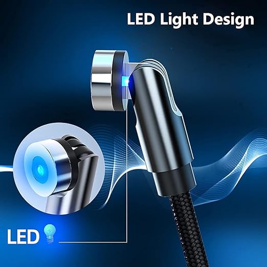 Magnetic Charging Cable, 540° Rotation Magnetic Phone Charger (6-Pack,1.6ft/3ft/3ft/6ft/6ft/10ft) 3 in 1 Magnet Phone Charger Magnetic USB Cable for iProduct/Micro USB/Type C Device (BLACK)