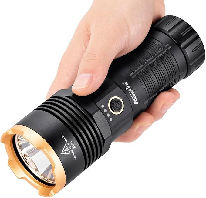 ALONEFIRE X100 LED Flashlight 2050 High Lumens Super Bright USB C Rechargeable 5 Adjustable Modes Waterproof Flash Light Reverse Charging with Battery, Lanyard for Camping Emergency Hiking Home