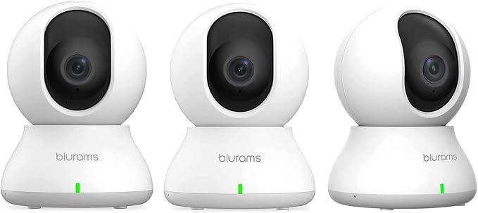 blurams Security Camera 2K 3PCS, Baby Monitor Dog Camera 360-degree for Home Security w/Smart Motion Tracking, Phone App, IR Night Vision, Siren, Compatible with Alexa & Google Assistant & IFTTT