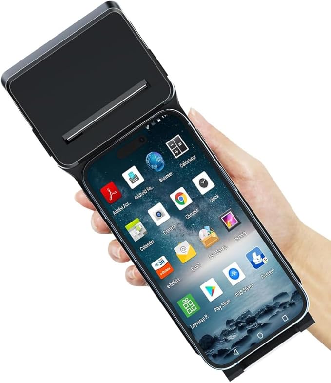 POS XP-P1 Portable Thermal Printer, USB & Bluetooth, 58mm Paper Width, High-Speed Printing, 1D/2D Barcode Scanning, Compatible with Windows, Linux, Android, iOS (Black)