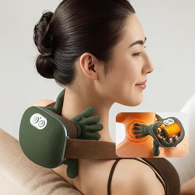 Neck & Shoulder Massager Shiatsu Deep Tissue with Heat, Cordless Rechargeable Electric Massage Pillow, Hand-Like Kneading for Neck Pain Relief, Muscle Soreness, Portable for Home, Office, Travel Gift