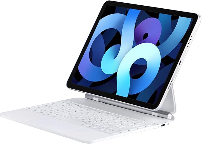 Keyboard Case for iPad Air 11-inch (M3 2025 / M2 2024) & iPad Pro 11-inch (4th/3rd/2nd/1st Gen), Magic Keyboard Case for iPad Air (5/4 Gen) with Multi-Touch Trackpad, Backlit Keys - White