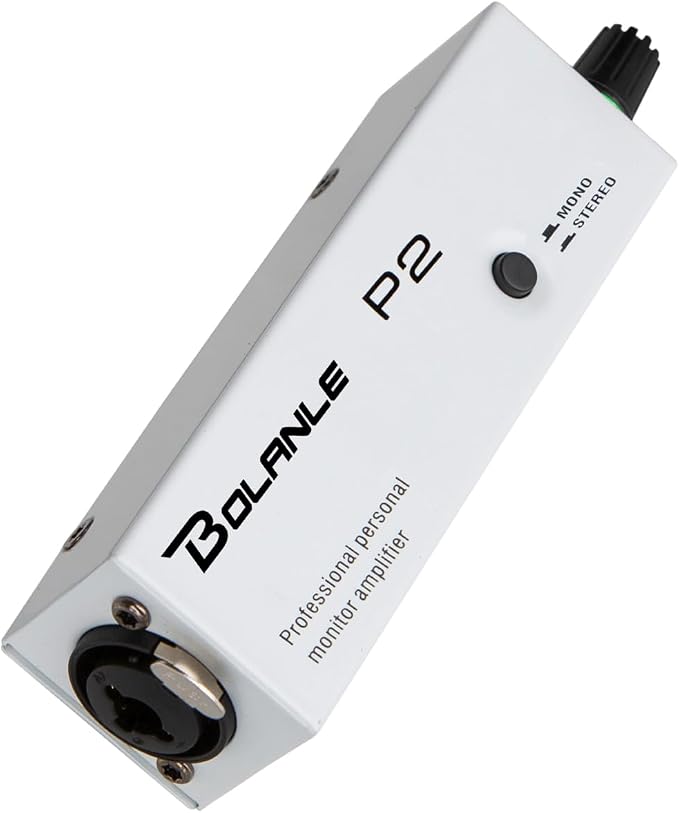 Bolanle P2 Portable in-Ear Monitor Amplifier, Professional Headphone Amp with XLR/TRS Input, Stereo/Mono Switch for Keyboardists, Drummers, Guitar, Bass Players
