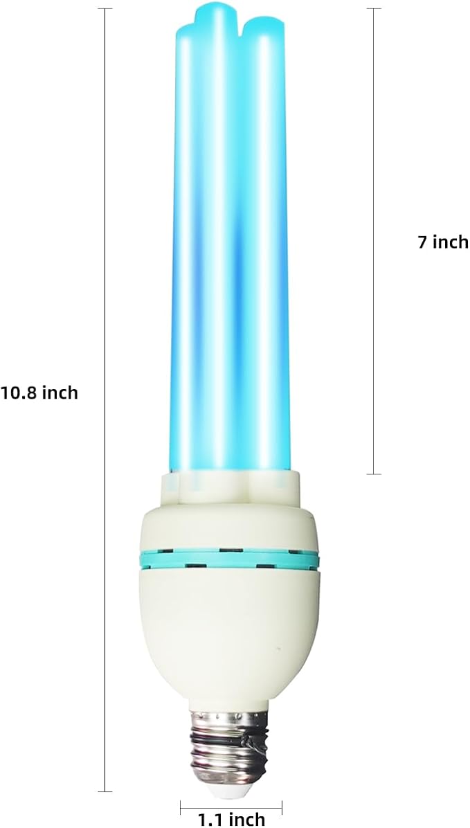 36W Ozone UVC Light Bulb, 185nm wavelength UV Lamp for Basement/Storehouse/Car/Kitchen/Bedroom, E26 110V UVC Light Bulb