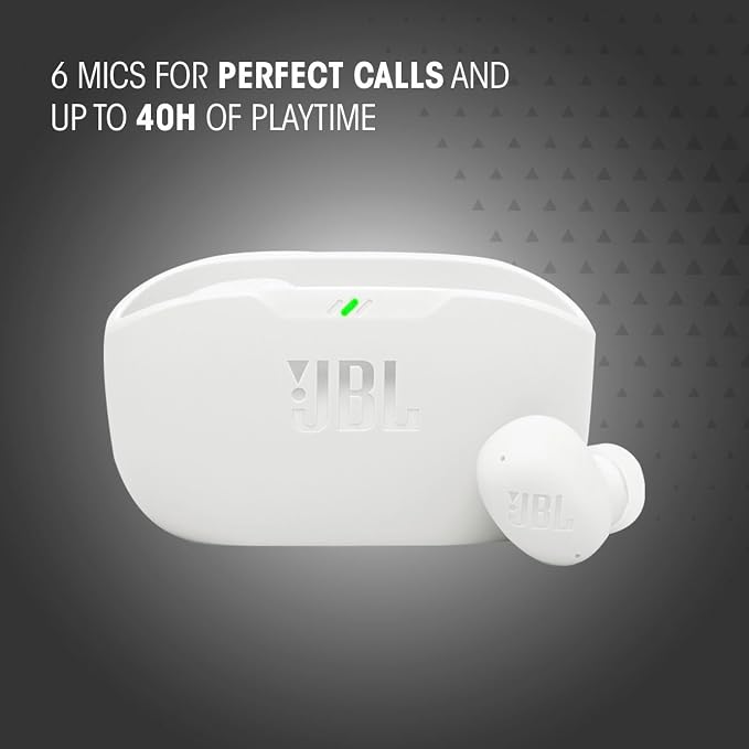 JBL Vibe Buds 2 - True Wireless Noise Cancelling Earbuds with JBL Pure Bass Sound & Smart Ambient technology, 4mics for crisp, clear calls, up to 40Hrs of Playback, IP54 Dust & Water resistant (Black)