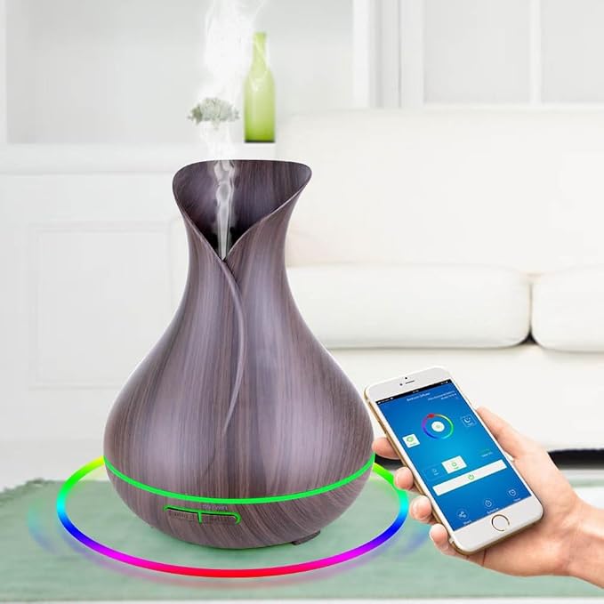 Smart WiFi Wireless Essential Oil Aromatherapy Diffuser, Compatible with Alexa & Google Home, Phone App & Voice Control, Large Ultrasonic Diffuser, LED & Timer Settings