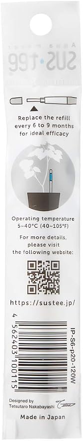 Sustee Aquameter, White, Small - Plant Soil Moisture Sensor - Best for Potted Plants - Refillable Style