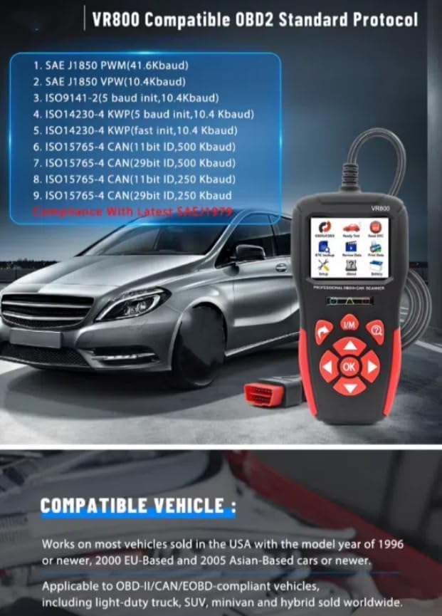 VR800 OBD2Fault CodeReader, OBD-II CANDiagnosticScan Tool
