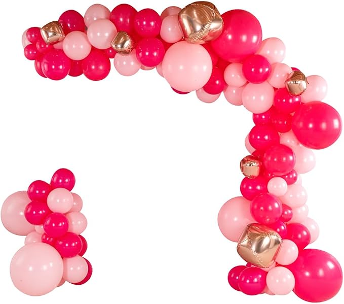 Restaurantware-Balloonify Balloon Garland Set, 1 Party Decoration Kit - 163 Balloons, With Chain, Pink And Rose Latex Balloon Arch Kit, Includes Glue Dots And Fishing Line