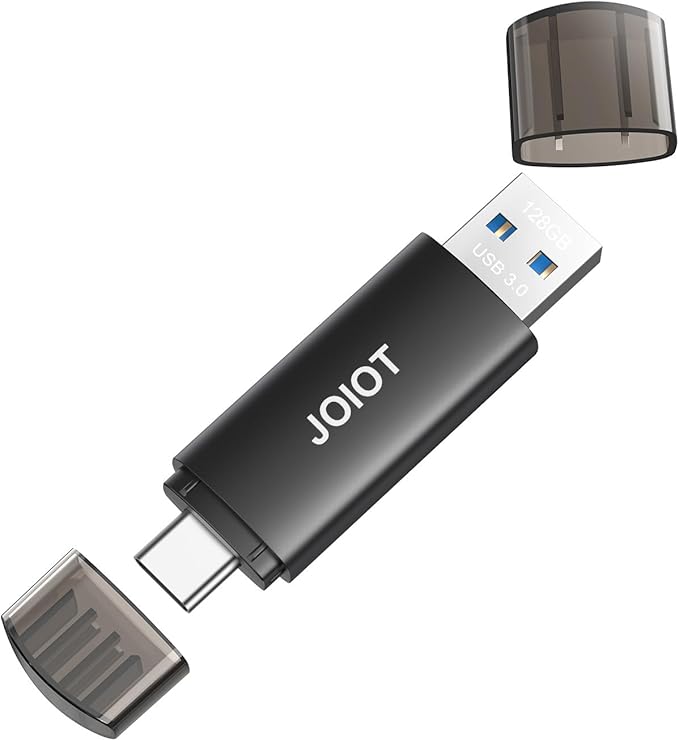 JOIOT 128GB USB C Flash Drive Dual USB 3.0 Flash Drive Type C + USB A Portable Type-C Flash Drive 2-in-1 USB-C Thumb Drive for Smartphone Tablet Computer Mac iPhone 15 Black