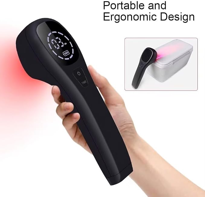 Cold Laser Human/Vet Device with LED Display Targets Joint and Muscles for Infrared Light(2x808nm +12X650nm)