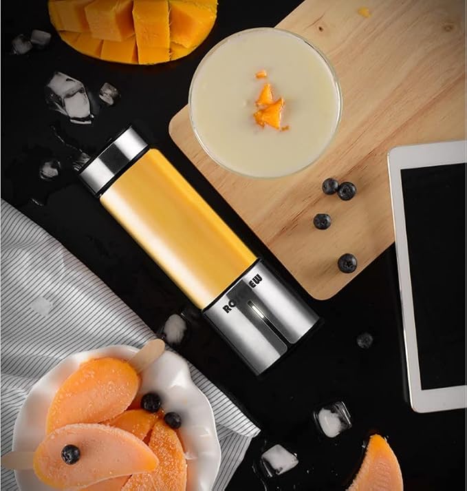 Portable Smoothie blender ROSEVIEW Glass bottle USB rechargeable mini Handheld Ice Shakes Cup 2 blend juicer Cordless Personal smoothies maker Fruit mixer