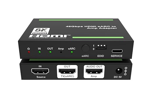 8K@60 HDMI2.1/eARC Audio Extractor/Adapter, Out Audio to Amplifiers, Support 4K120Hz, HDR10+, Dolby Vision, Dolby Atmos, DTS:X, Audio Pass Through