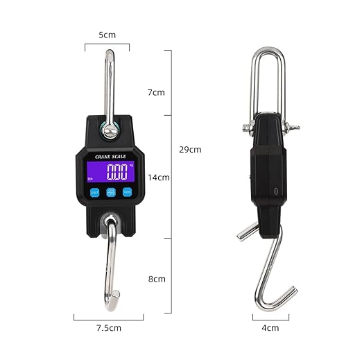 300kg Rechargeable Digital Eletronicos Scale Backlight Hanging Hook Double Accuracy Fishing Travel Weighing Scale Multiple Functions(Black)