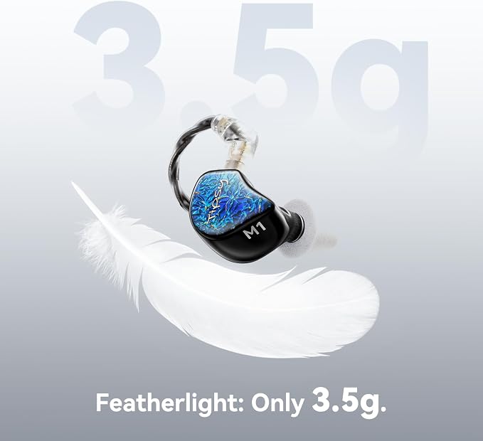 Tipsy M1 IEM, Bamboo Fiber Diaphragm in-Ear Monitor, Warm, Lively Bass & Vocals, 36dB Noise Isolation, Resin Shell, Detachable 0.78mm 2‑Pin Cable (No Mic, Blue)