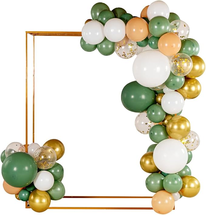 Restaurantware-Balloonify Balloon Garland Set, 1 Party Decoration Kit - 114 Balloons, With Chain, Green, White, & Gold Latex Balloon Arch Kit, Includes Glue Dots