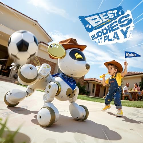 Ruko 18011 Smart Robot Dog Toy White and AAA Alkaline Batteries 16 Pack for Remote Control
