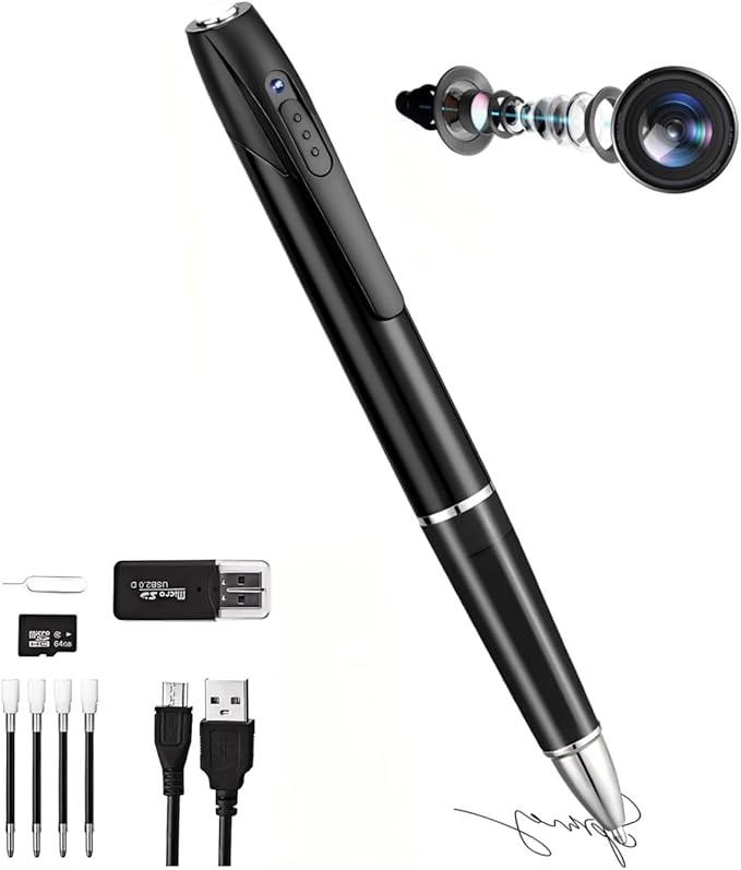 64G Mini Hidden Camera，1080P Mini Camera Pen 1080P Full HD Recorder，Easy to Use，150 Minutes Long Battery Life with Loop Recording for Indoor and Home【Supports 256GB SD Card】