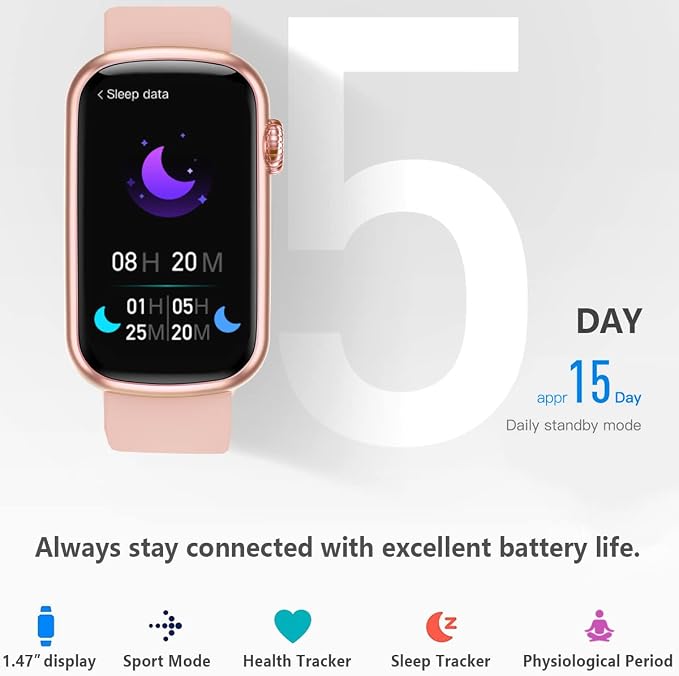 FITVII Slim Fitness Tracker with Blood Oxygen, Blood Pressure, 24/7 Heart Rate and Sleep Tracking, IP68 Waterproof Activity Trackers and Smart Watches with Step Tracker, Pedometer for Women Men
