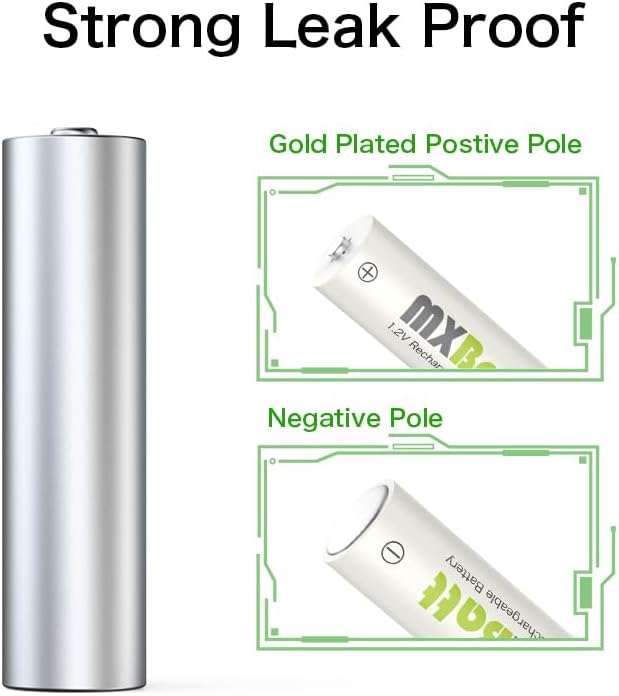 Rechargeable AA and AAA Batteries NiMH 1.2V Combo, 3300mAh 12 Pack, 1100mAh 12 Pack, 1200 Cycle Long Life, for Cordless Phones, Home Security, Household, Business Devices, Electronics