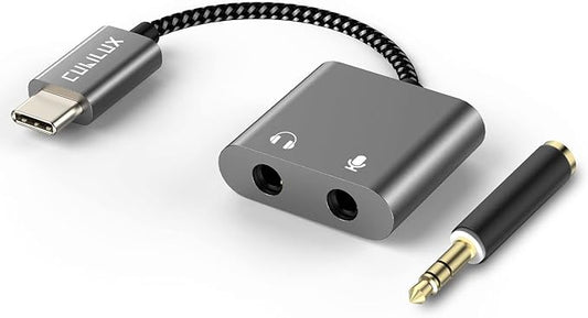 Cubilux TRS Headphone & Microphone to USB C Connector, Type C to 3.5mm Audio MIC Splitter Compatible with iPhone 15+ 15 Pro Max, iPad 10, iPad Pro 11/12.9, iPad Air 5/4, iPad mini 6