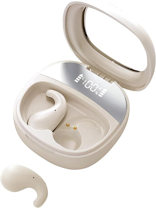Sleep Earbuds for Side Sleepers - Noise Cancelling Headphones with Sleep Mode, Non-in Ear Design for Pain-Free All Night Comfort (Cream)