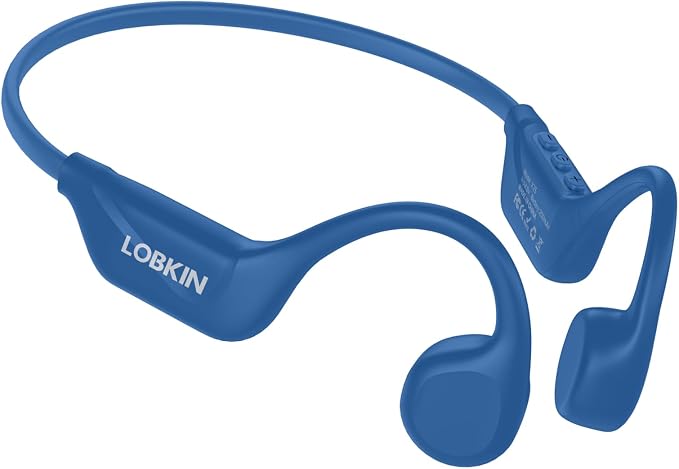 LOBKIN Bone Conduction Headphones Bluetooth 5.4, Open Ear Headphones with Mic, Wireless, 10H Playtime, IPX5 Waterproof Sports Headphones (Blue)