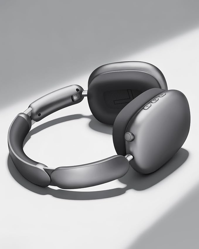 Wentronic Y02 Active Noise Cancelling Headphones, Wireless Over-Ear Bluetooth 5.4 Headphones with Microphone, 60H Playtime, Hi-Res Audio, Big Bass, Foldable Lightweight for Travel Home Office, Grey