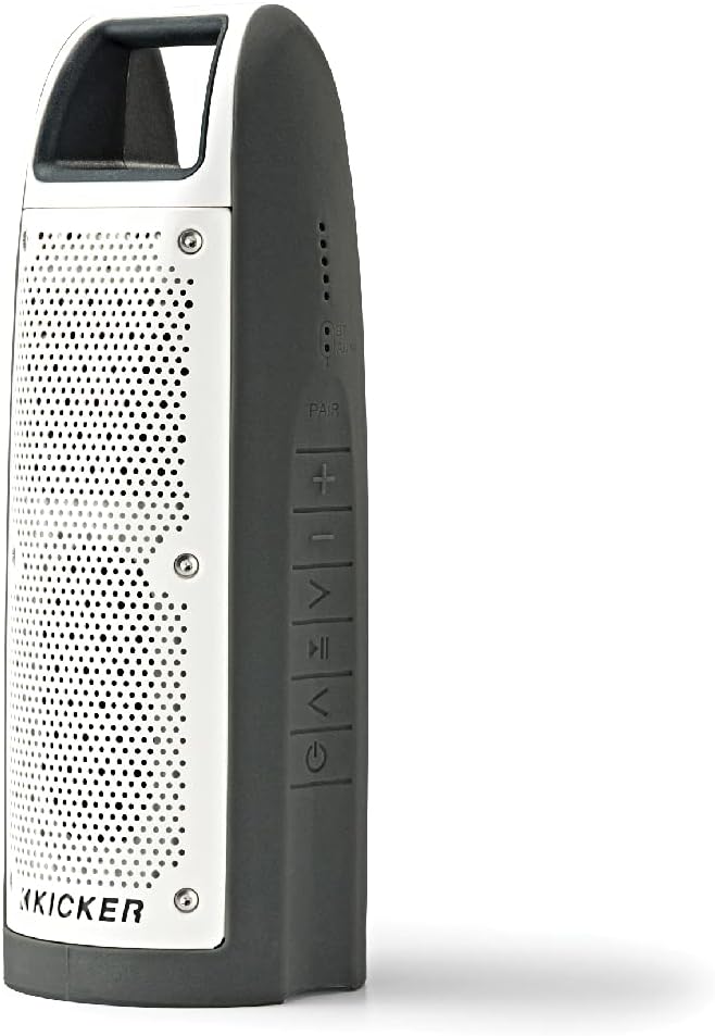 KICKER Bullfrog BF100 Bluetooth Portable Outdoor Speaker | 360° Sound Field | Waterproof Dustproof Casing IP67 Rating | Powerful 16 Watt AMP | 100 FT Wireless Range Gray