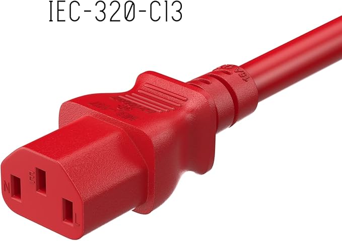 Cable Leader 6ft 14AWG Computer Power Cord, NEMA 5-15P to IEC C13 AC Power Cable, Heavy Duty 3-Prong Replacement Power Cord for PC, Monitor, Printer, Server & TV - Red