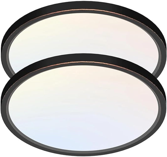 2 Pack LED Flush Mount Ceiling Light,7Inch 15W,3000K/3500K/4000K/5000K/6500K 5 Color Temperatures Ceiling Light Fixture for Kitchen Porch Hallway Bedroom Bathroom Closet,Oil-Rubbed Bronze