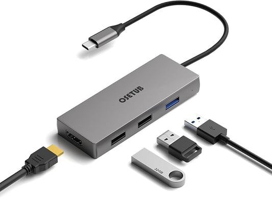 USB C Hub, 4 in 1 USB C to HDMI Multiport Adapter, with 4K HDMI, USB 3.0/2 2.0 Port Compatible with MacBook Pro/MacBook Air M1 2020 and More Type C Devices