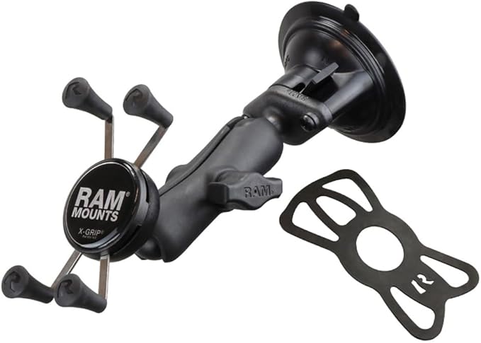 RAM MOUNTS X-Grip Windshield Phone Mount with Twist-Lock Suction Cup Base, Universal Car & Truck Smartphone Holder, B Size Medium Arm – RAP-B-166-UN7U