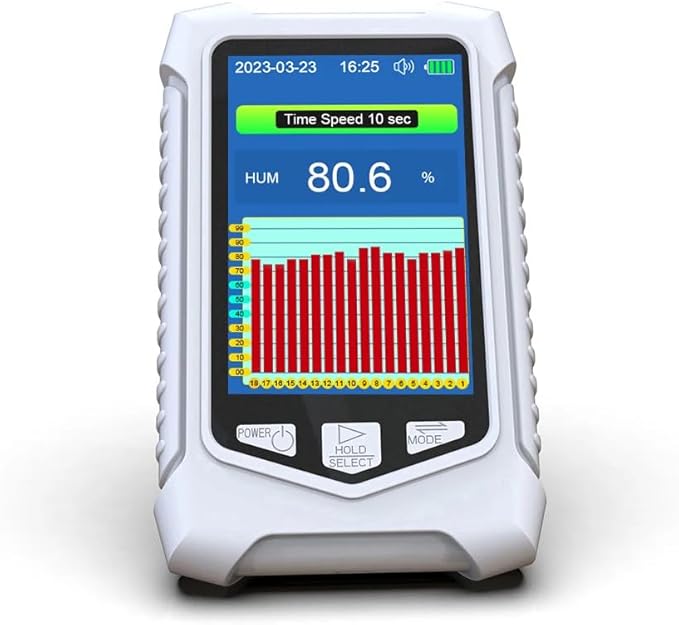 Portable O3 Meter Ozone Detector 3.5 Inch TFT Multifunction Air Quality Monitor for Air Quality Temperature Humidity Detection, Handheld Ozone Meter Tester for Home Office Use