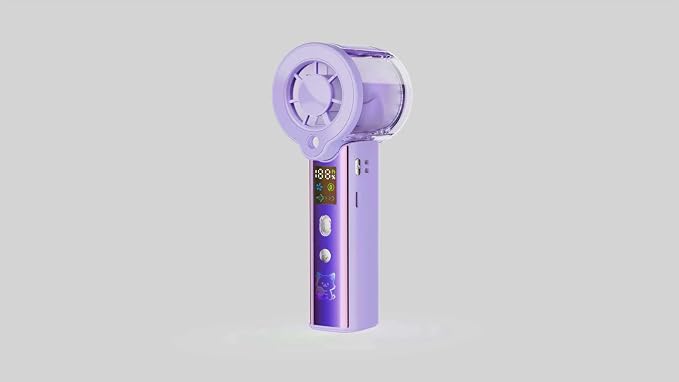 Portable Misting Fan, Handheld Rechargeable Fan with Water Mist, Personal Mini Turbo Fan with 1-100 High Speeds (20000 RPM), LED Light for Music Festival, Summer Trip Must-Haves, Holographic Purple