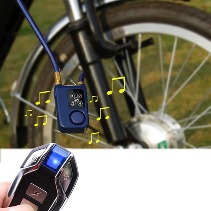 Mengshen Bike Alarm Lock Wireless Anti-Theft Burglar for Bicycle IP55 | Wireless Anti-theft, 31 Inch Cable Length, IP55 Waterproof, Remote Control Included