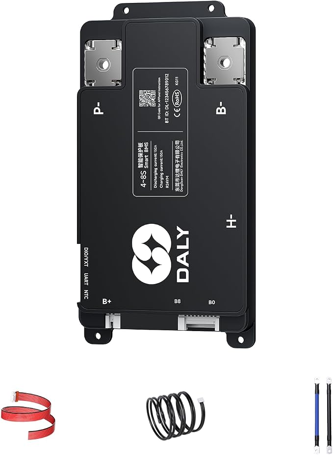 DALY BMS 150A 4S-8S 12V-24V - Smart Built-in Bluetooth Monitoring Lithium Battery Protection LiFePO4 Li-ion LTO for E-Bikes Scooters