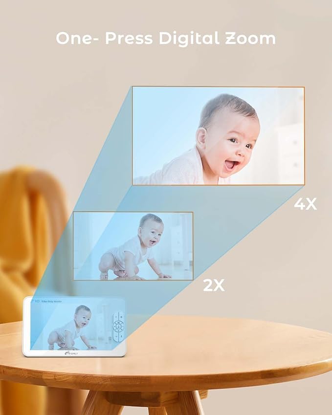 iFamily 7" Large Split Baby Monitor with 2 HD Cameras and Audio, 1080P HD Video Baby Monitor No WiFi,Hack Proof, up to 120hr Battery Life, Built-in White Noise& lullabies
